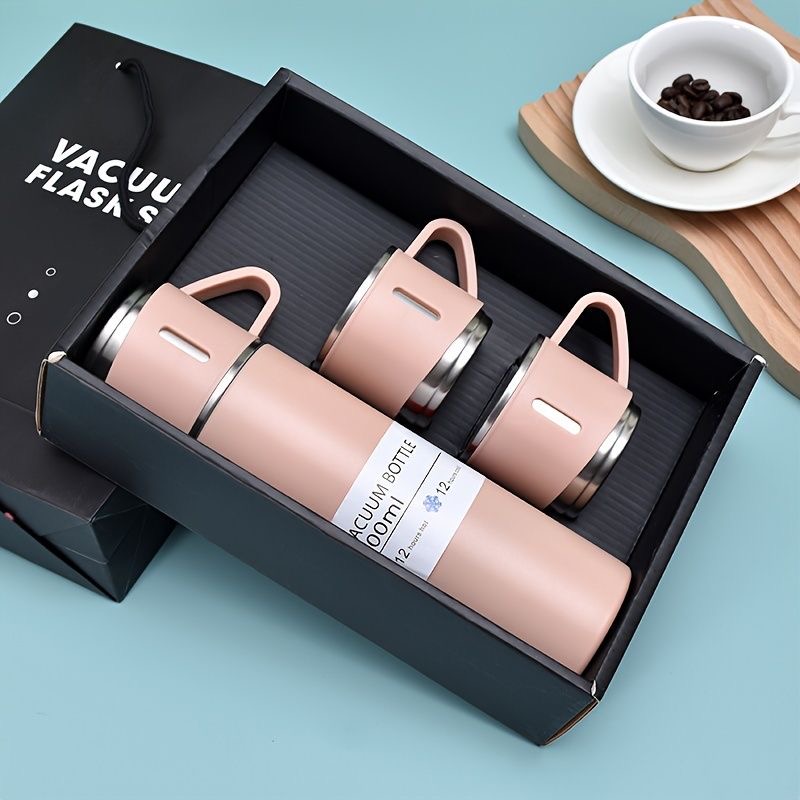 Thermos with 3 cups – Pink