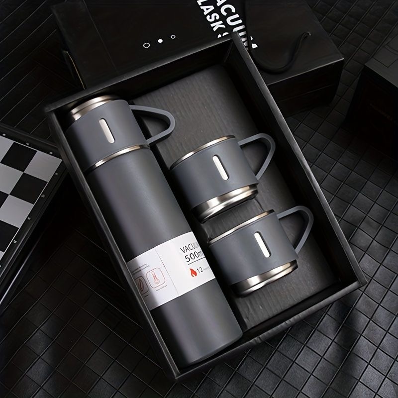 Thermos with 3 cups – Gray