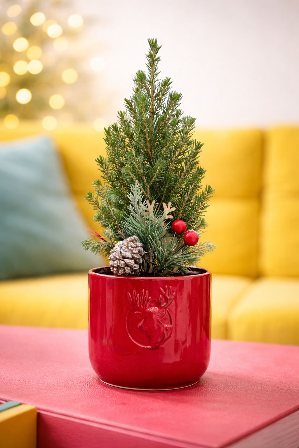 Natural Mini Spruce Tree - Deer
